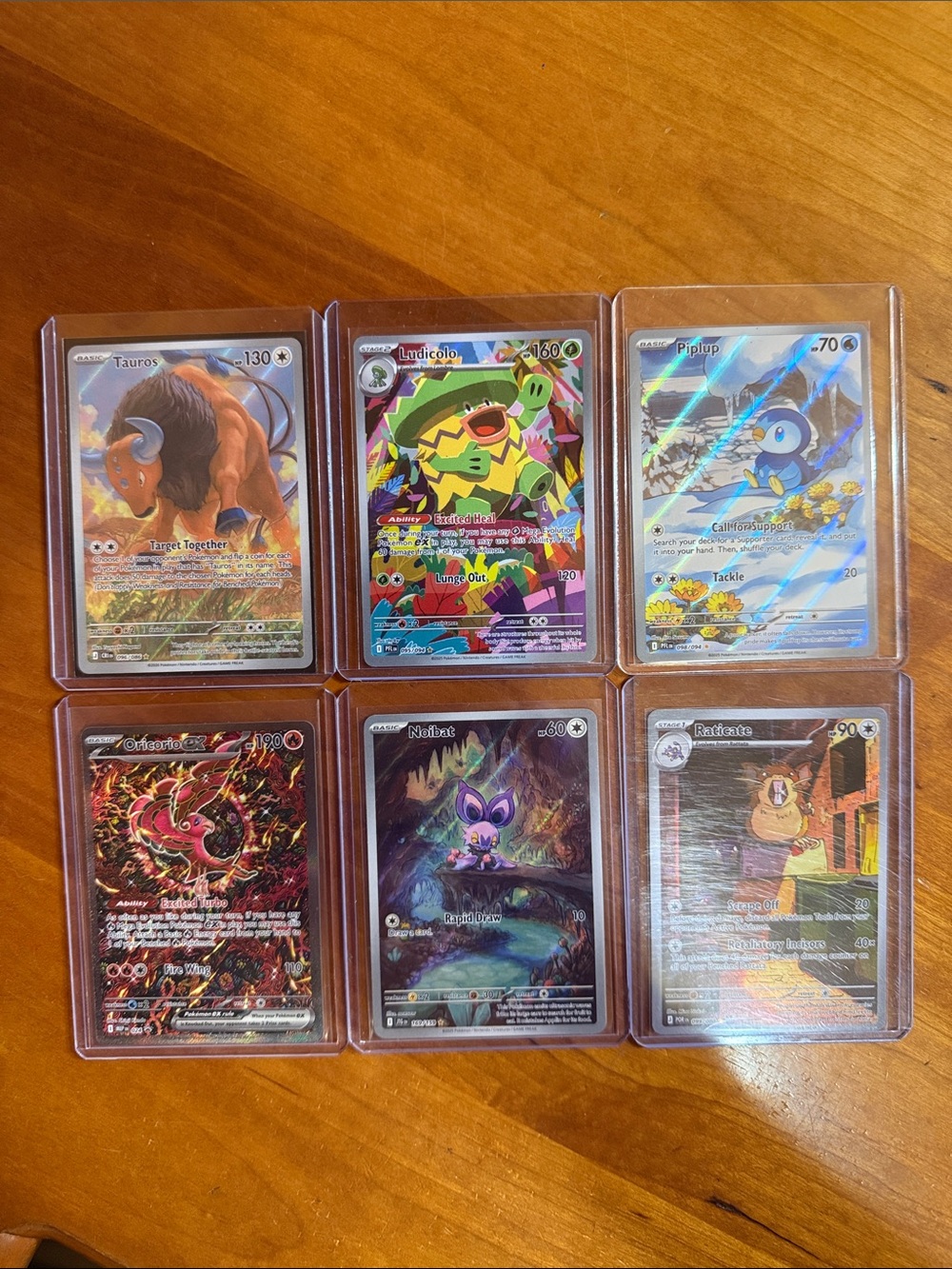 Pokemon Holo Card Lot with Multicolor Artwork (Blue, Green, Brown, Red, Purple)